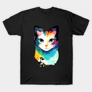 Cat Wild Nature Animal Colors Art Paint T-Shirt